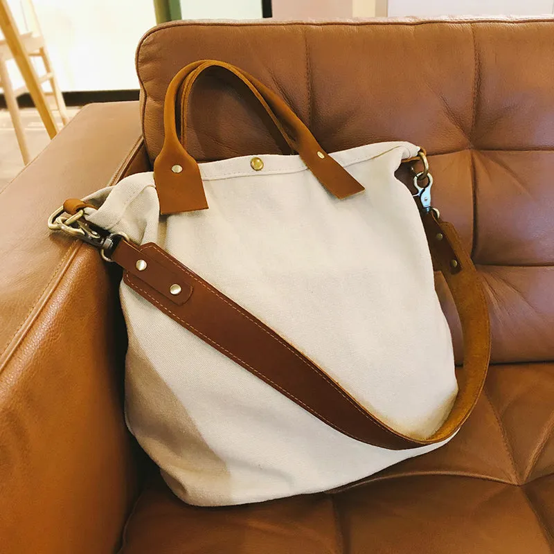White Gray Canvas Tote Handbags Best Canvas Tote Bags Women's Canvas Tote Bags