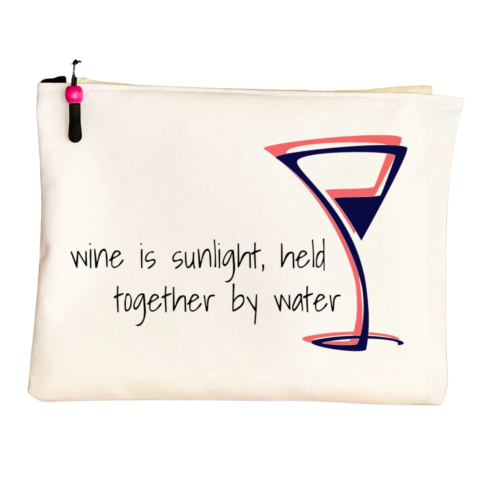 wine is sunlight - quotes and cocktails canvas zip bag