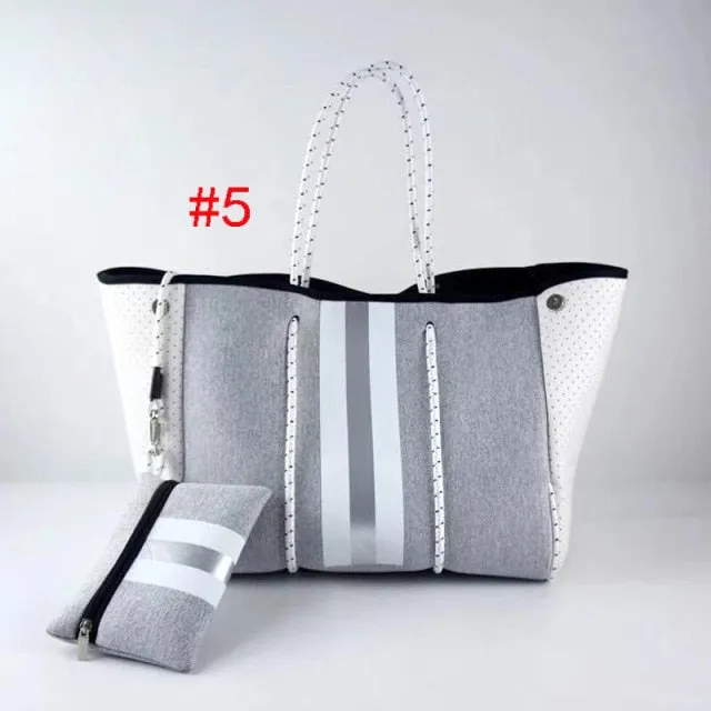 Women's Large Neoprene Travel Tote Bag With Wristlet