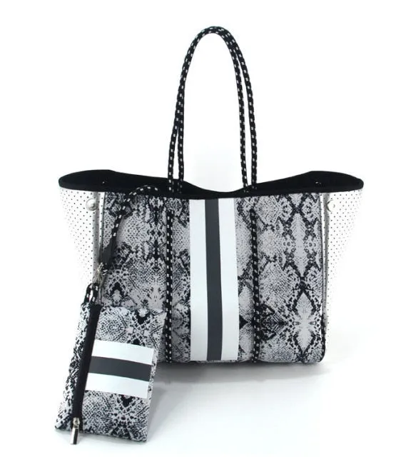 Women's Large Neoprene Travel Tote Bag With Wristlet