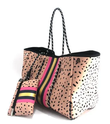 Women's Large Neoprene Travel Tote Bag With Wristlet