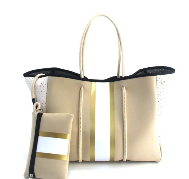 Women's Large Neoprene Travel Tote Bag With Wristlet