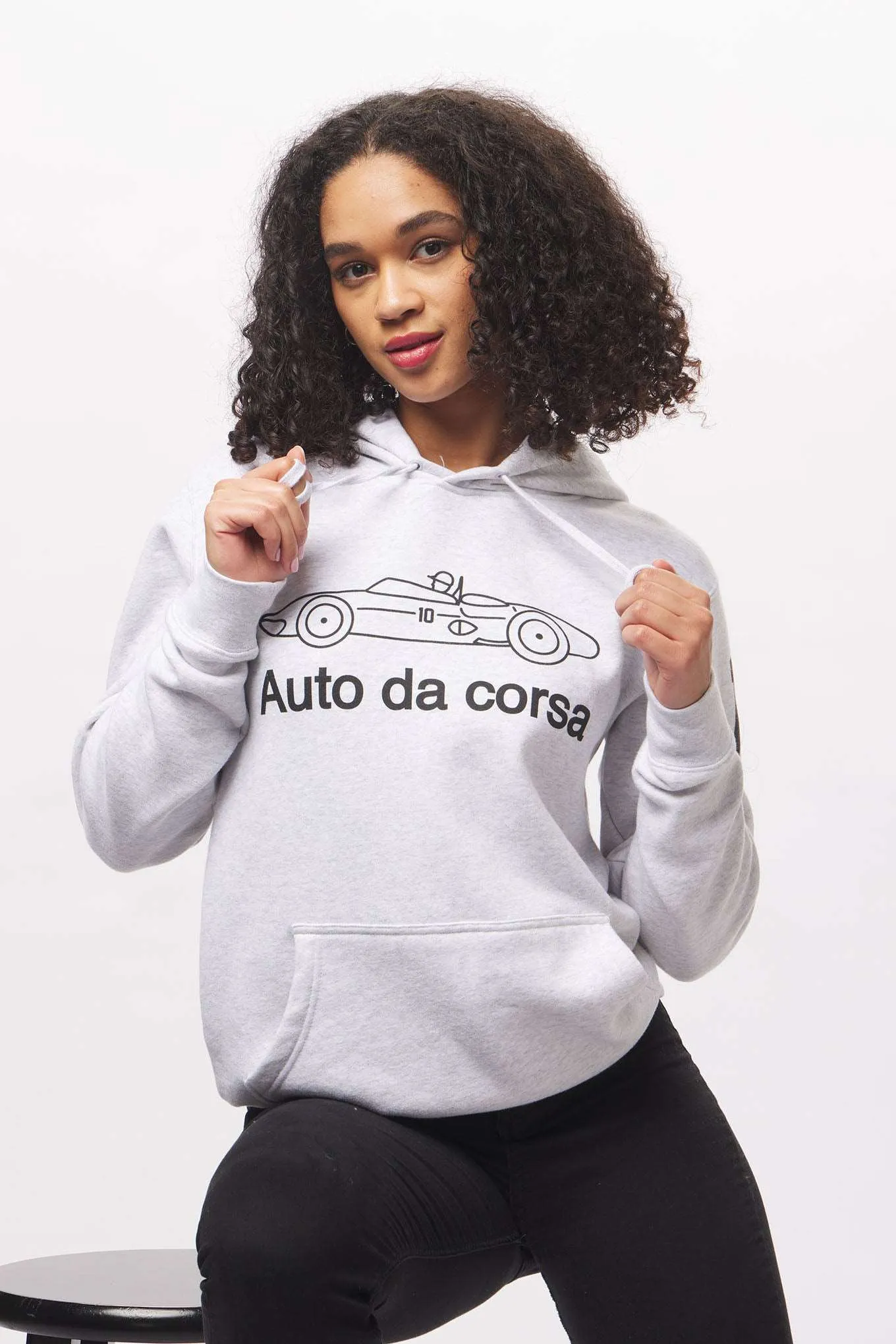 Women's - Uno Zero Auto da Corsa Heather White Pullover Hoodie