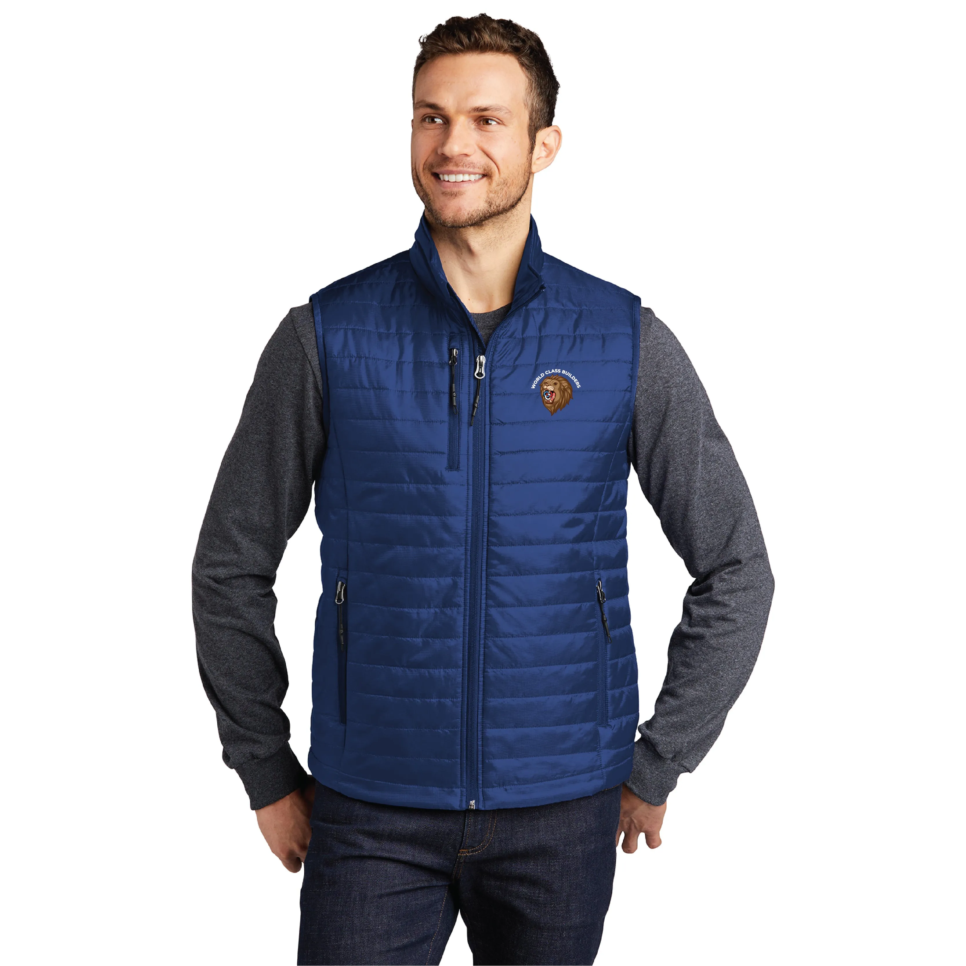 World Class Builders Puffy Vest Cobalt