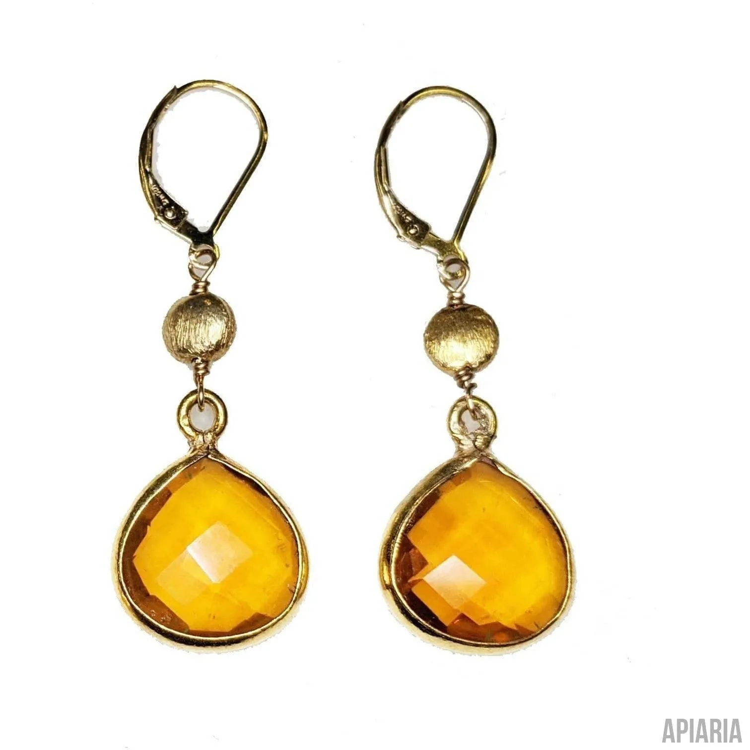 Yellow Citrine Pendant with Matching Earrings
