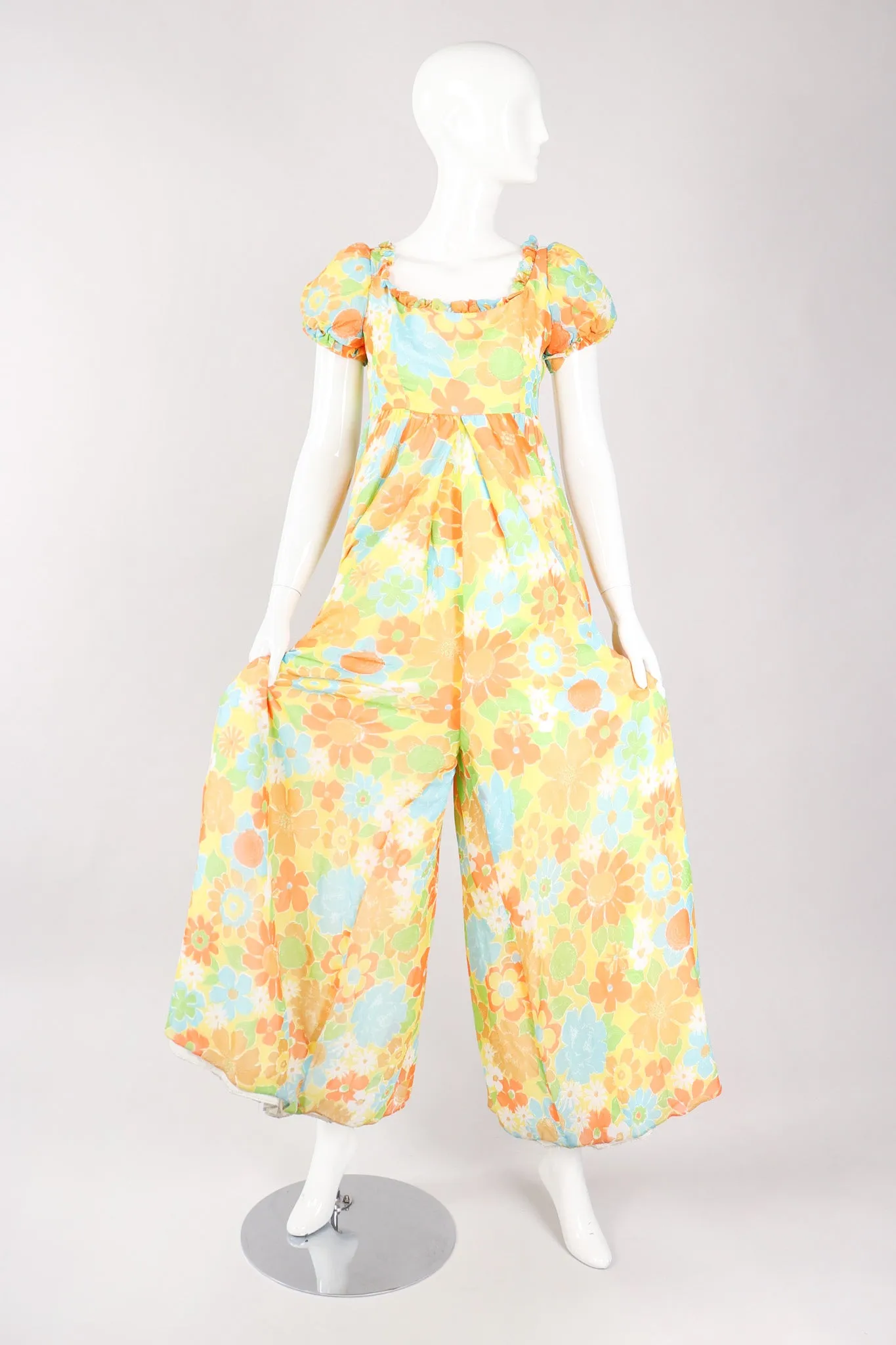 Yellow Floral Chiffon Jumpsuit