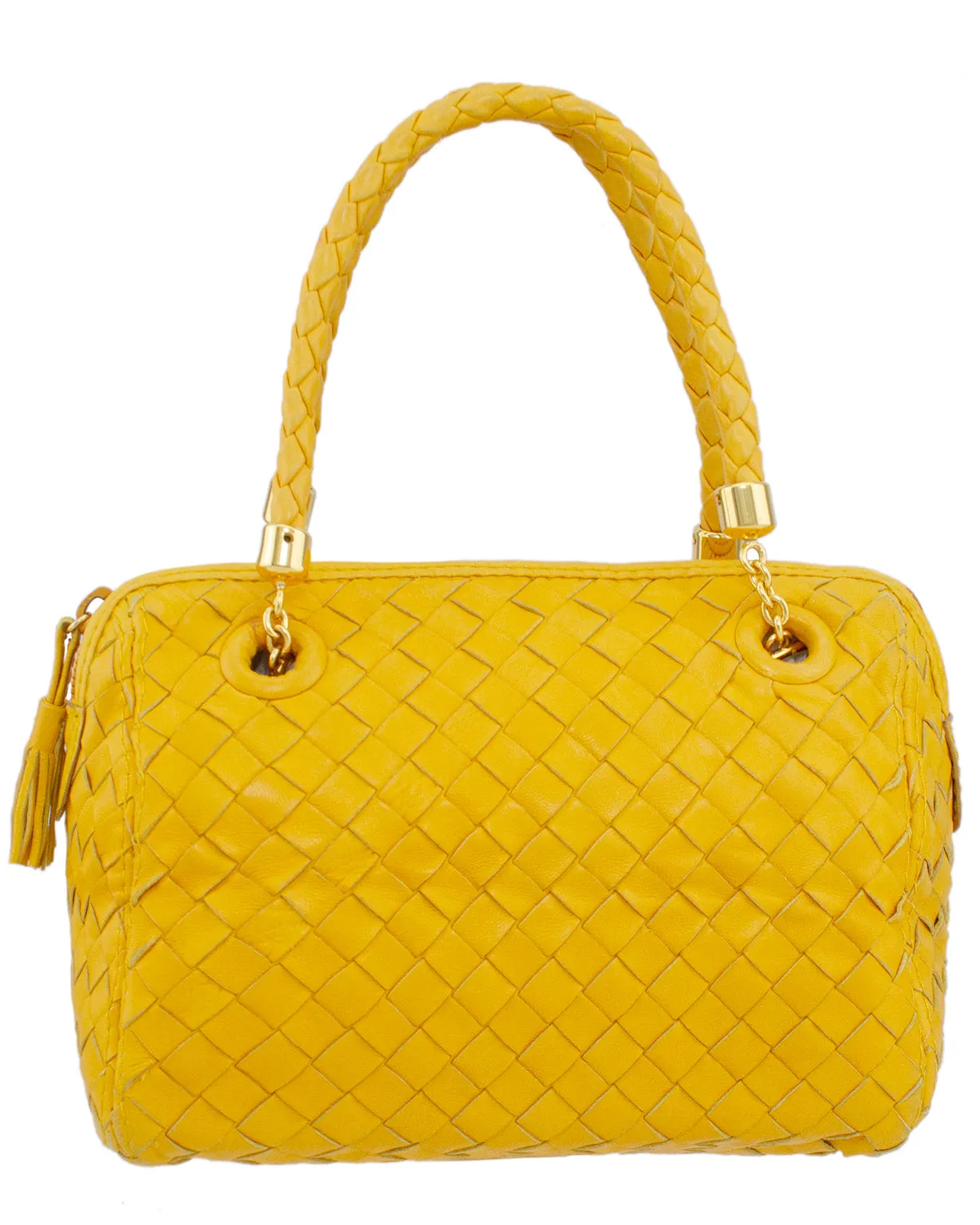 Yellow Intrecciato Mini Bag