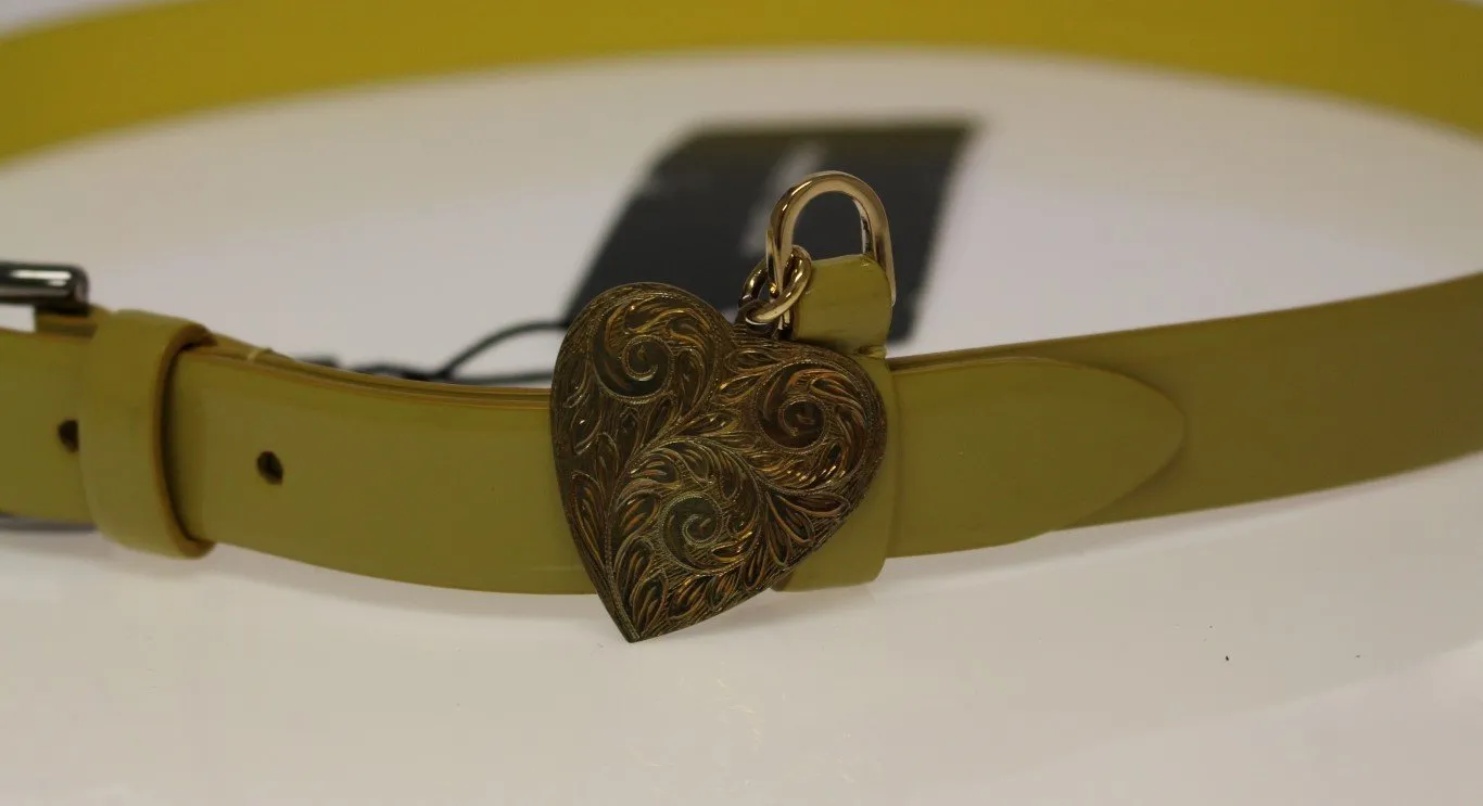 Yellow Leather Heart Logo Belt