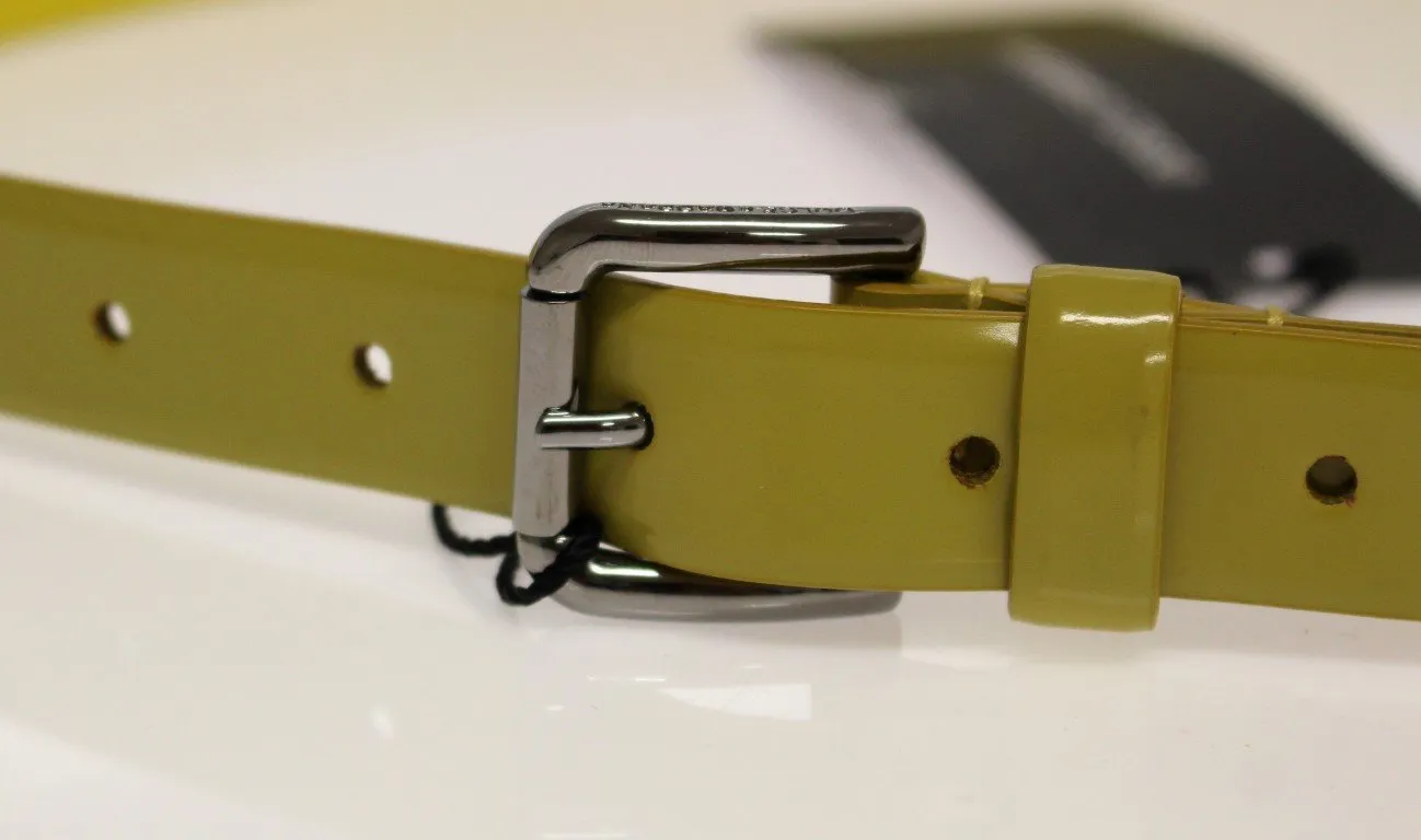 Yellow Leather Heart Logo Belt