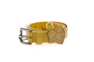 Yellow Leather Heart Logo Belt