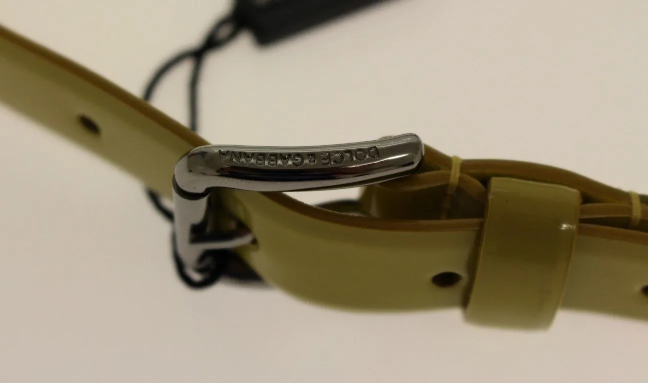 Yellow Leather Heart Logo Belt