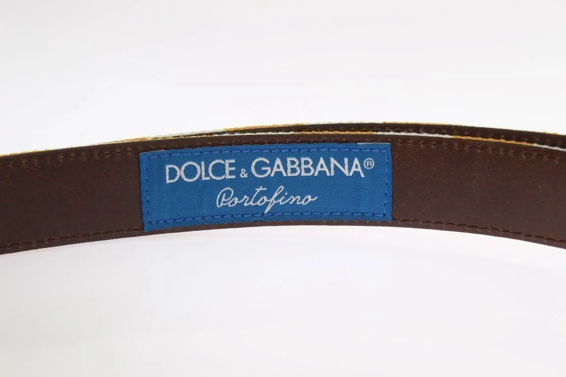 Yellow White PORTOFINO Striped Cotton Belt